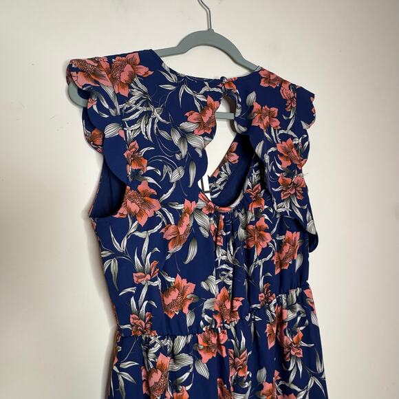 41 Hawthorn Midnight Scallop Detail Floral Dress Navy Multi Women L Petite NWT - Picture 5 of 7